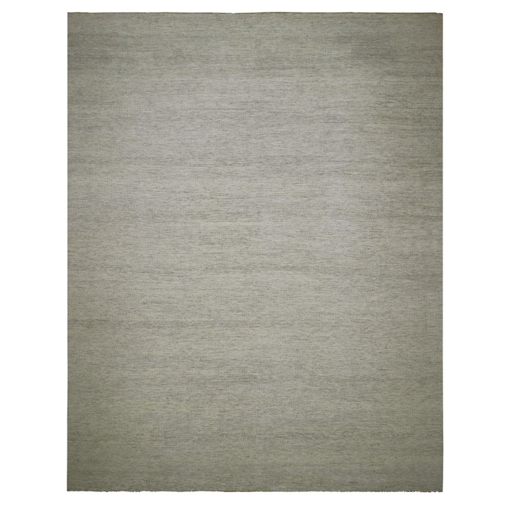 Modern and Contemporary Wool Hand Knotted Rug Ivory No Border 14.0X18.1 -O079980