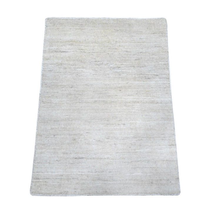 Modern and Contemporary Wool Hand Knotted Rug Ivory No Border 2.1X3.0 -O089733