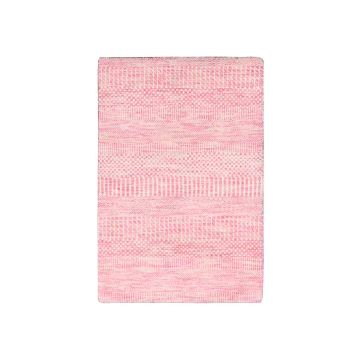 Modern and Contemporary Wool Hand Knotted Rug Ivory No Border 2.1X3.1 -O079633