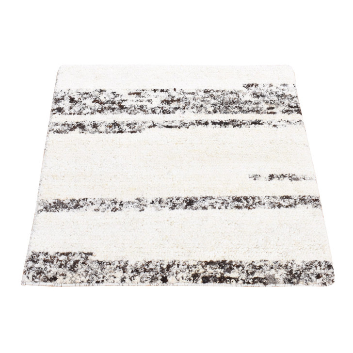 Modern and Contemporary Wool Hand Knotted Rug Ivory No Border 3.0X3.0 -O080757