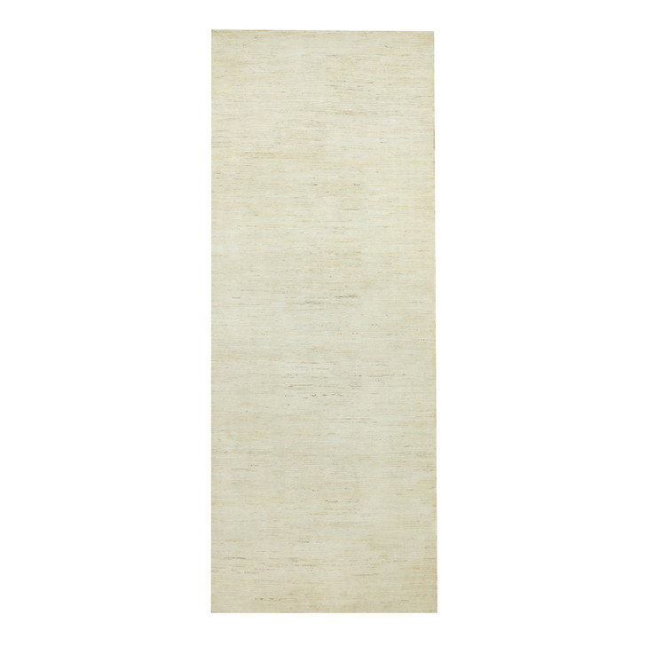 Modern and Contemporary Wool Hand Knotted Rug Ivory No Border 5.1X13.8 -O090559