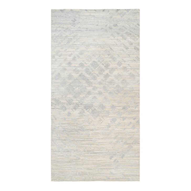 Modern and Contemporary Wool Hand Knotted Rug Ivory No Border 6.1X11.10 -O063371