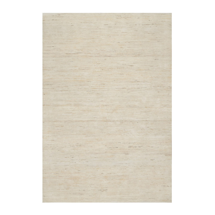 Modern and Contemporary Wool Hand Knotted Rug Ivory No Border 6.1X9.0 -O090779