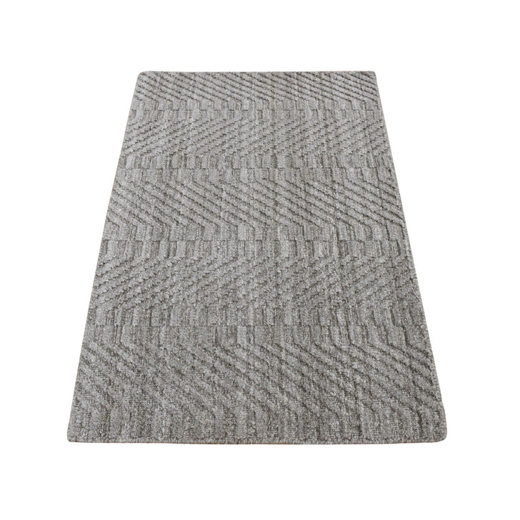 Modern and Contemporary Wool Hand Loomed Rug Grey No Border 2.0X3.0 -O087835