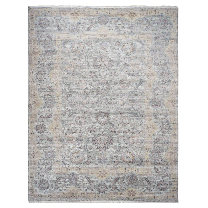 Oushak And Peshawar Wool & Silk Hand Knotted Rug Green Green 11.8X15.3 -O087993