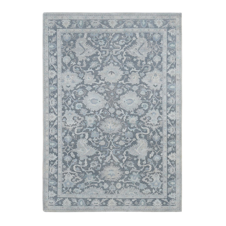 Oushak And Peshawar Wool & Silk Hand Knotted Rug Grey Gray 6.1X8.9 -O080990