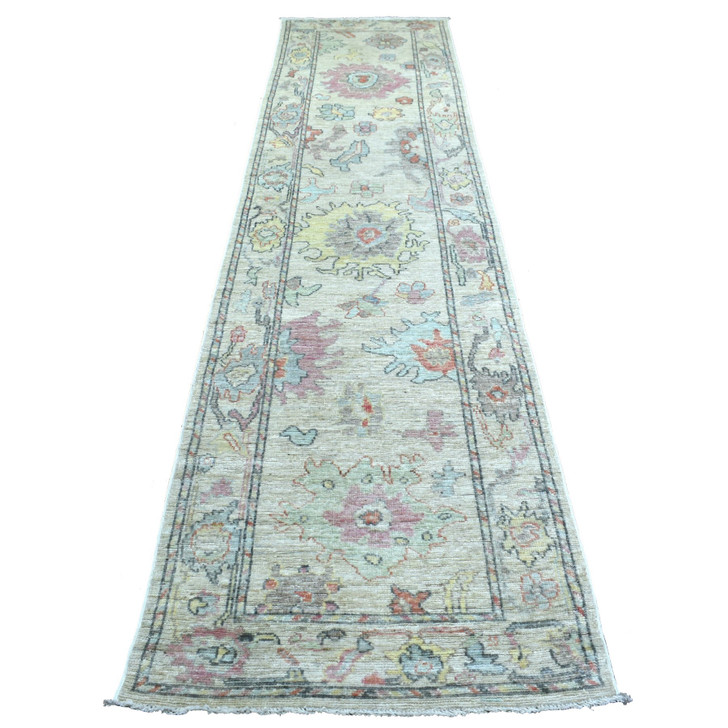Oushak And Peshawar Wool Hand Knotted Rug Beige Beige 2.10X12.3 -O070494