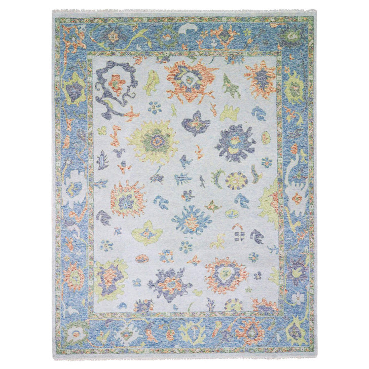 Oushak And Peshawar Wool Hand Knotted Rug Blue Blue 12.0X15.3 -O079448