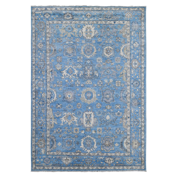 Oushak And Peshawar Wool Hand Knotted Rug Blue Blue 6.1X8.8 -O088699
