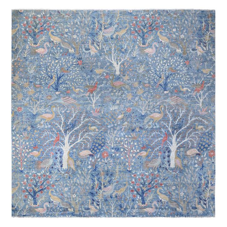 Oushak And Peshawar Wool Hand Knotted Rug Blue No Border 11.11X12.1 -O088709