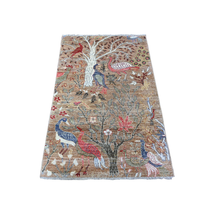 Oushak And Peshawar Wool Hand Knotted Rug Brown No Border 3.0X4.9 -O088500