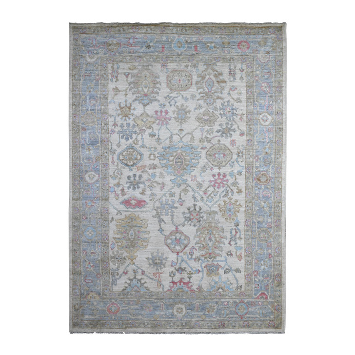 Oushak And Peshawar Wool Hand Knotted Rug Grey Blue 6.3X9.0 -O089121