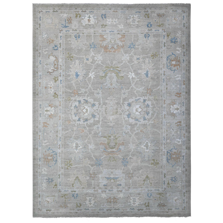 Oushak And Peshawar Wool Hand Knotted Rug Grey Gray 11.11X15.10 -O088781