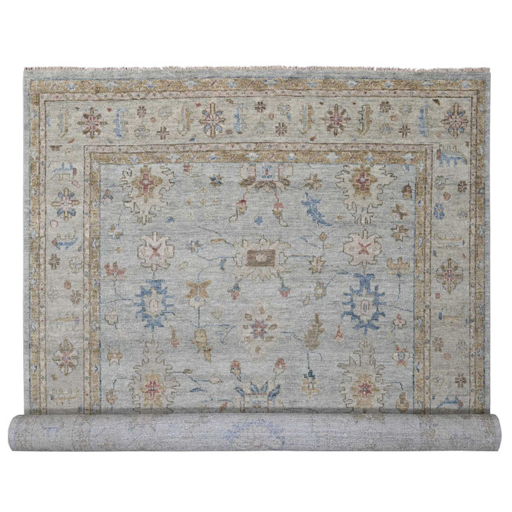 Oushak And Peshawar Wool Hand Knotted Rug Grey Gray 12.0X17.9 -O084061