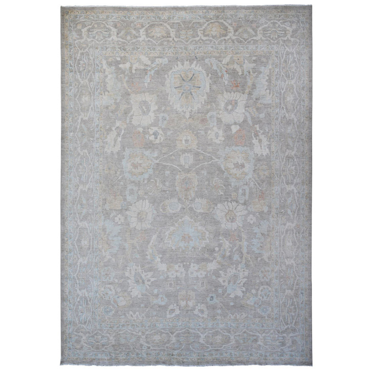 Oushak And Peshawar Wool Hand Knotted Rug Grey Gray 13.11X17.0 -O088785