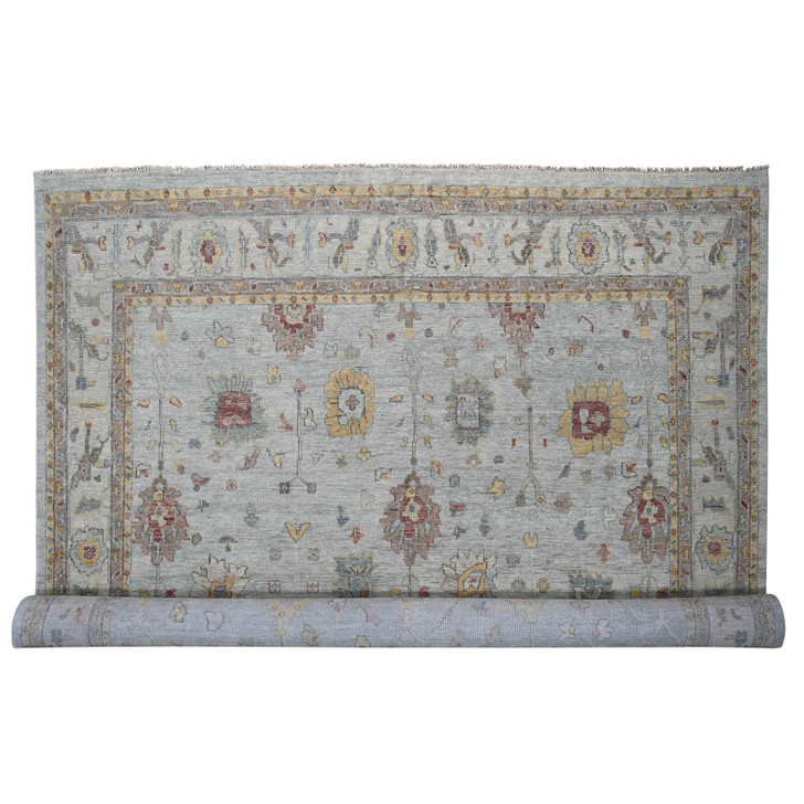 Oushak And Peshawar Wool Hand Knotted Rug Grey Gray 14.0X17.9 -O084098