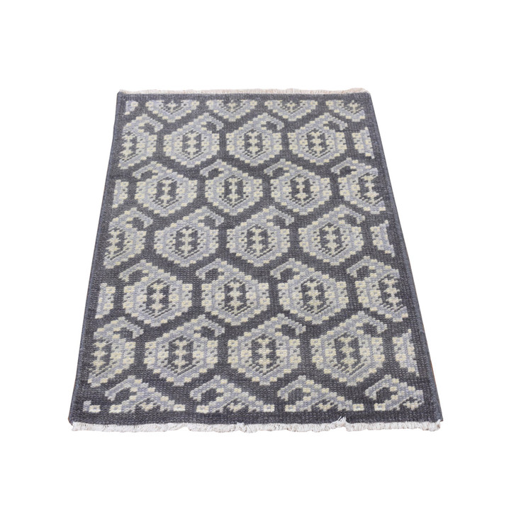 Oushak And Peshawar Wool Hand Knotted Rug Grey Gray 2.0X3.0 -O087922
