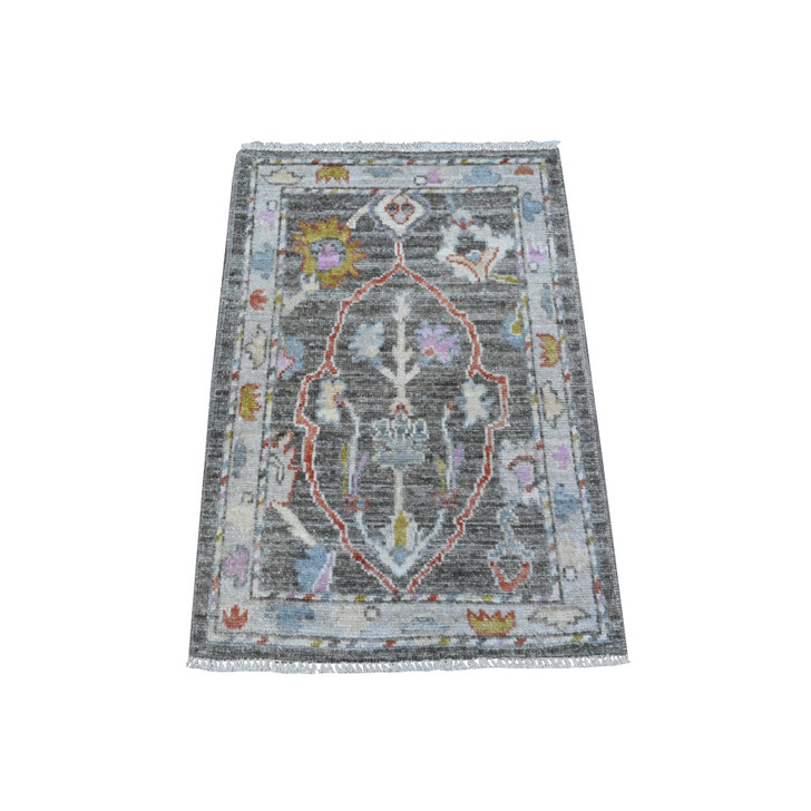 Oushak And Peshawar Wool Hand Knotted Rug Grey Gray 2.0X3.1 -O089571