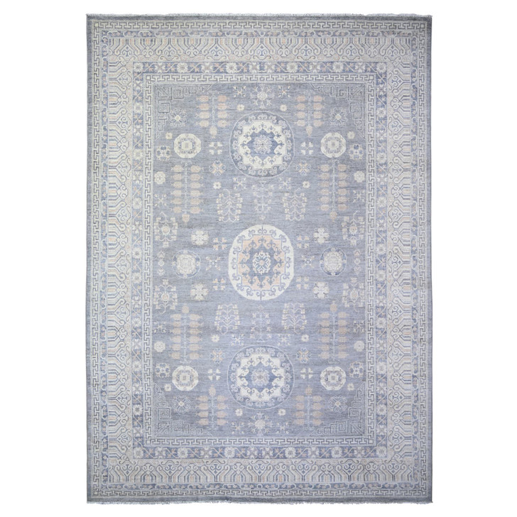 Oushak And Peshawar Wool Hand Knotted Rug Grey Ivory 10.0X14.1 -O073397