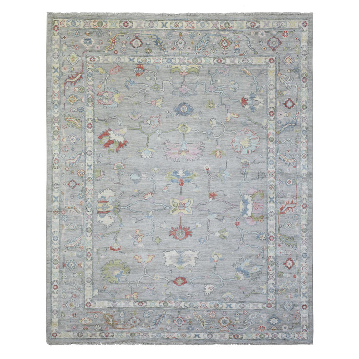 Oushak And Peshawar Wool Hand Knotted Rug Grey Light Gray 8.1X10.1 -O072349