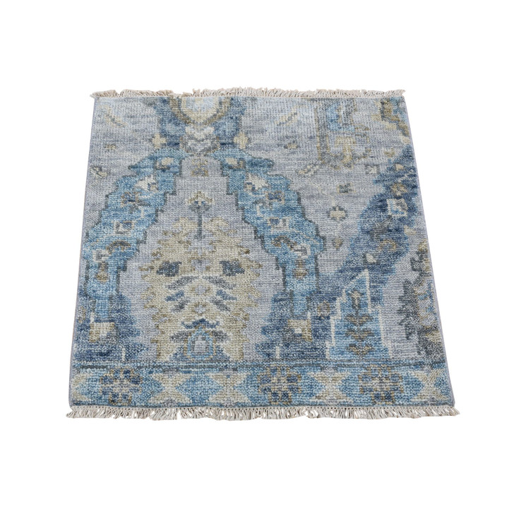 Oushak And Peshawar Wool Hand Knotted Rug Grey No Border 3.0X3.0 -O080349