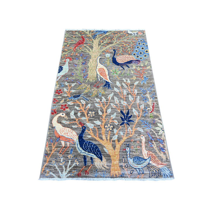 Oushak And Peshawar Wool Hand Knotted Rug Grey No Border 3.0X5.0 -O074599