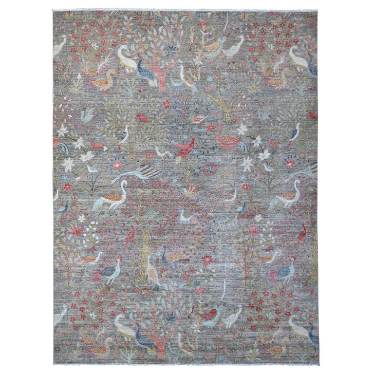 Oushak And Peshawar Wool Hand Knotted Rug Grey No Border 9.0X11.11 -O088993