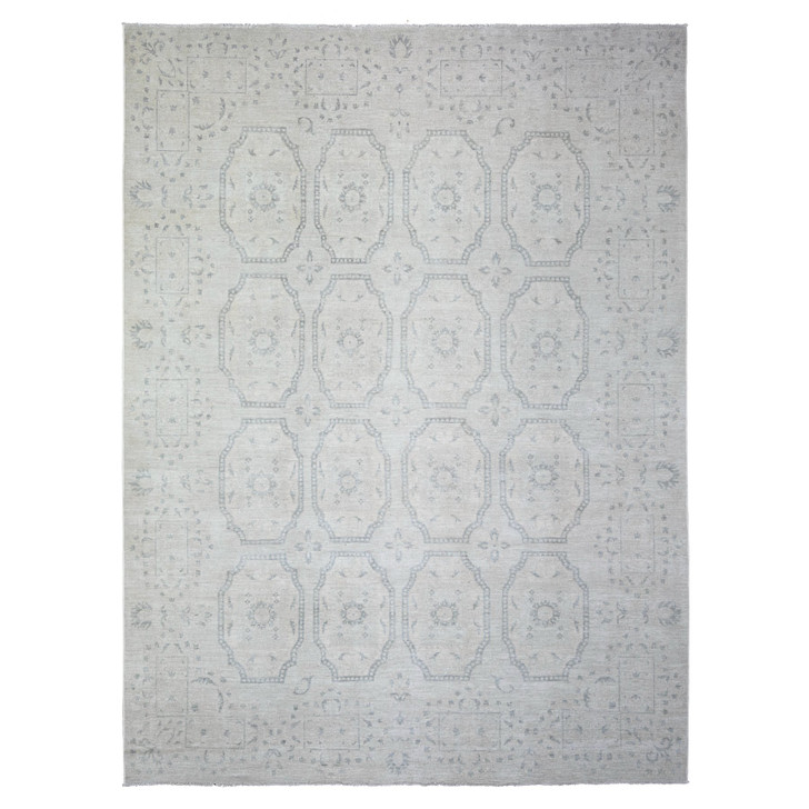 Oushak And Peshawar Wool Hand Knotted Rug Grey No Border 9.0X11.8 -O073948