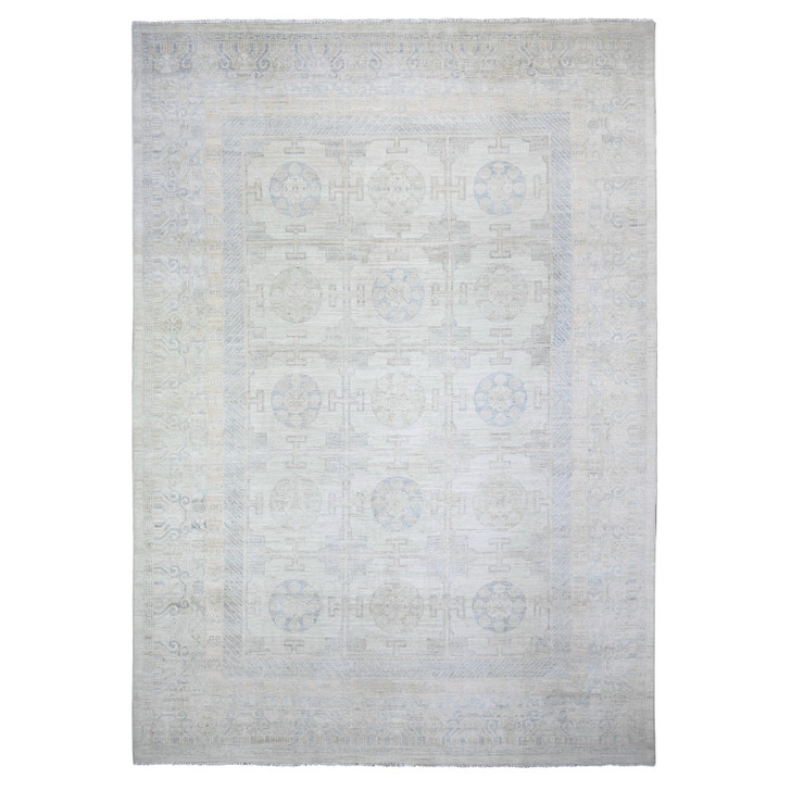 Oushak And Peshawar Wool Hand Knotted Rug Grey Silver Chalice  10.0X14.4 -O074668