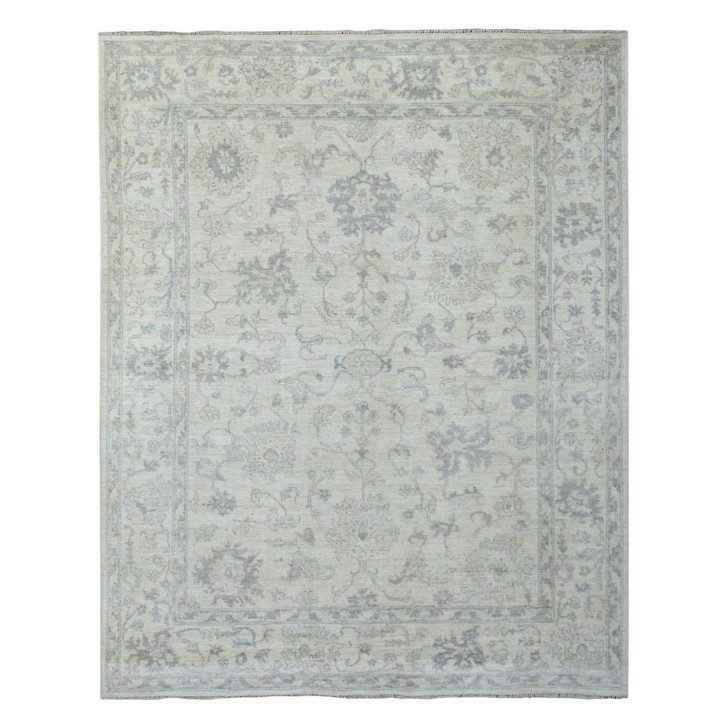 Oushak And Peshawar Wool Hand Knotted Rug Ivory Ivory 8.1X9.7 -O069259