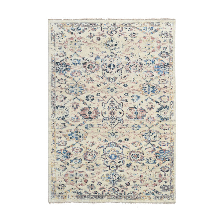 Oushak And Peshawar Wool Hand Knotted Rug Ivory No Border 5.10X8.10 -O084285