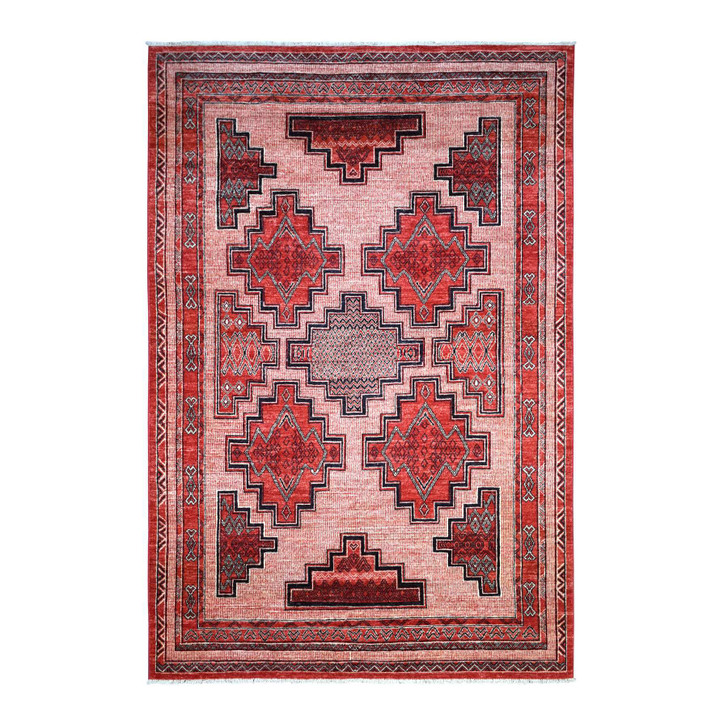 Oushak And Peshawar Wool Hand Knotted Rug Red Red 5.10X8.10 -O071729
