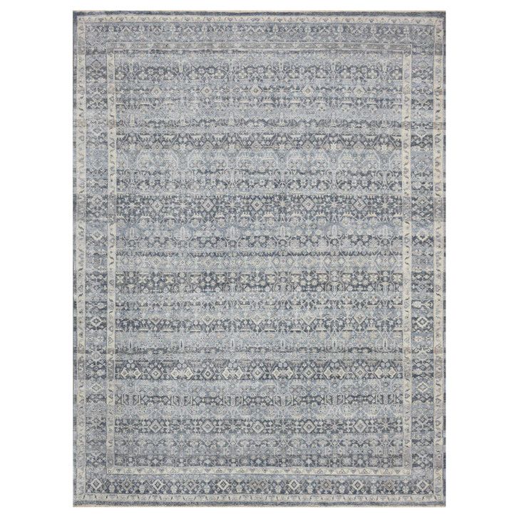 Overdyed & Vintage Wool Hand Knotted Rug Blue Blue 9.0X12.2 -O075441