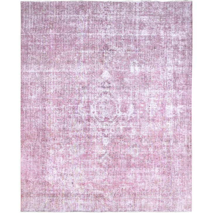Overdyed & Vintage Wool Hand Knotted Rug Pink Pink 9.8X11.10 -O086929