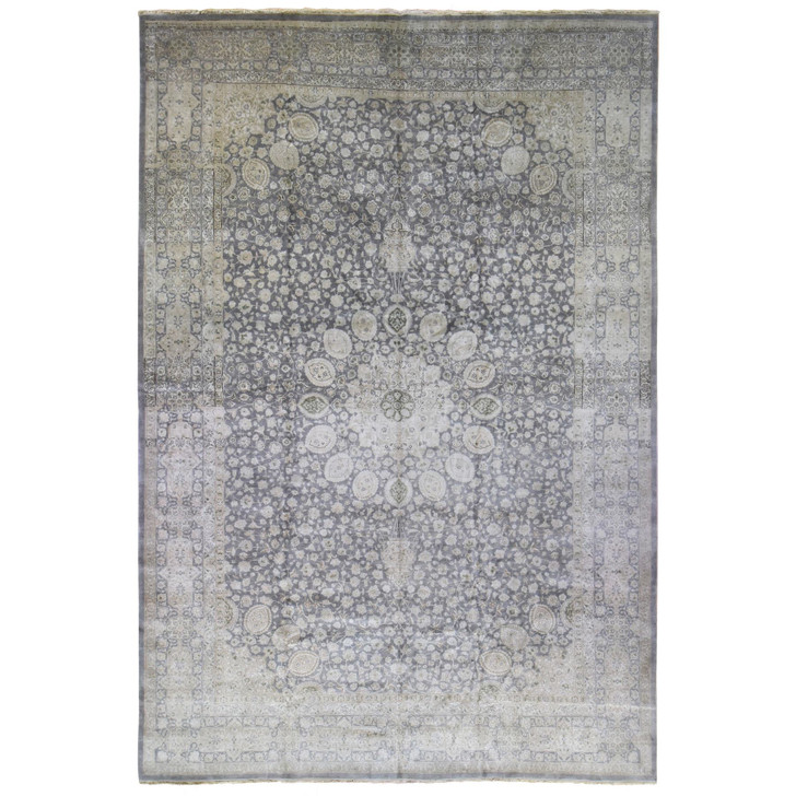 Persian Wool Hand Knotted Rug Grey Gray 12.5X19.4 -O080226