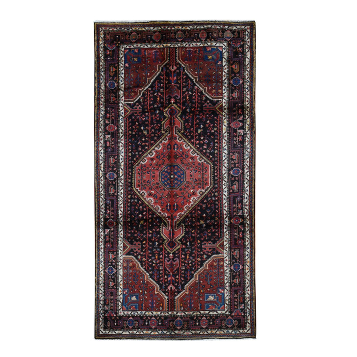 Persian Wool Hand Knotted Rug Red Black 5.0X10.1 -O087528