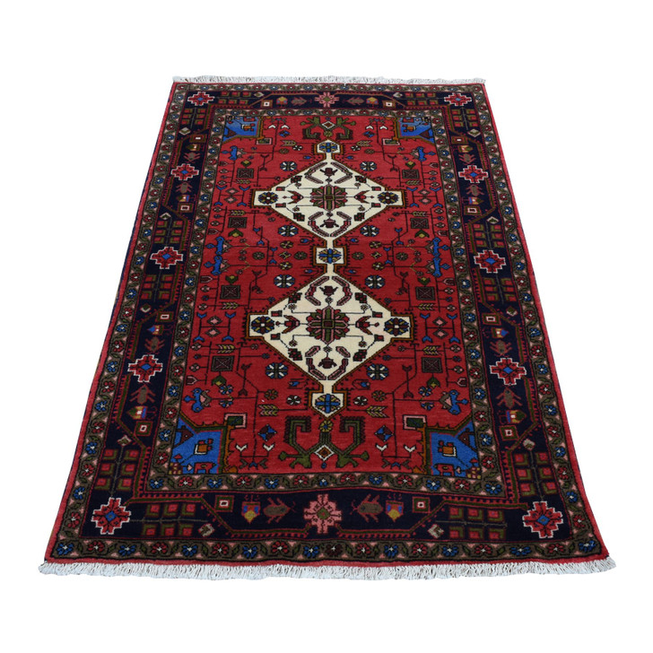 Persian Wool Hand Knotted Rug Red Blue 3.2X5.2 -O087551