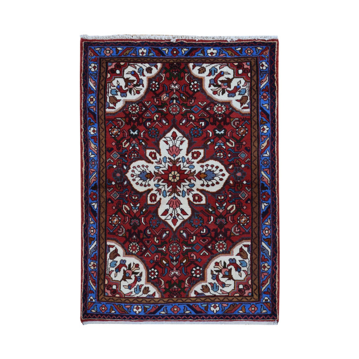 Persian Wool Hand Knotted Rug Red Blue 3.7X5.3 -O087444