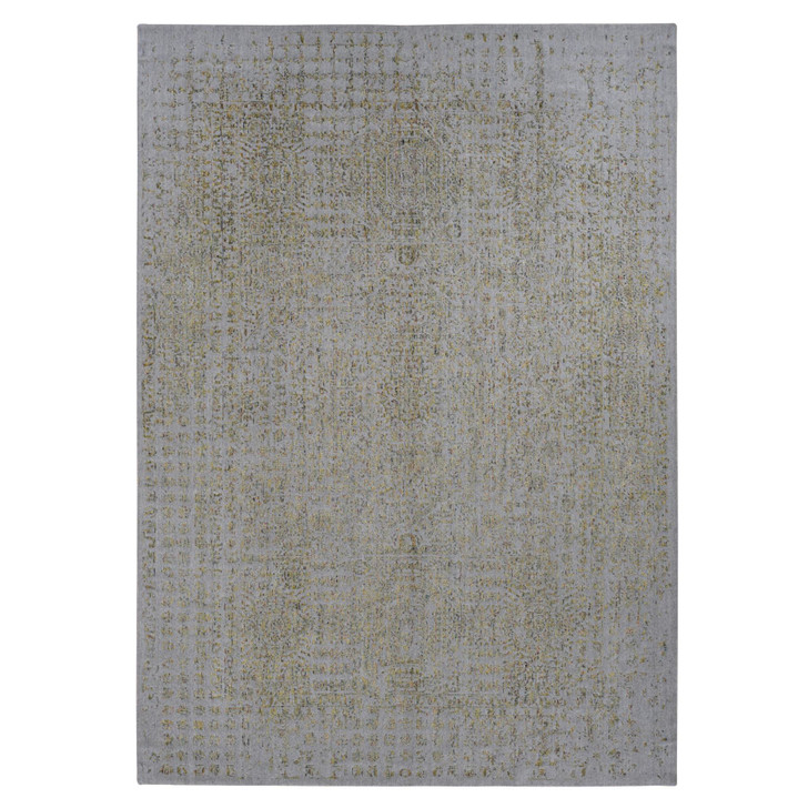 Transitional Wool & Silk Hand Loomed Rug Grey No Border 9.10X14.0 -O087112