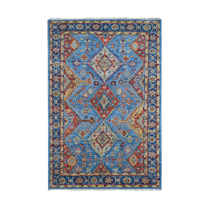 Tribal & Geometric Wool Hand Knotted Rug Blue Blue 6.0X8.10 -O084004
