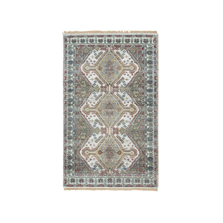 Tribal & Geometric Wool Hand Knotted Rug Ivory Ivory 3.0X5.0 -O065580