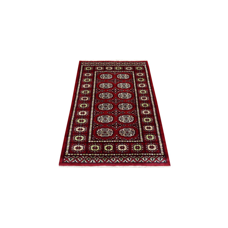 Tribal & Geometric Wool Hand Knotted Rug Red Red 2.6X4.10 -O069436
