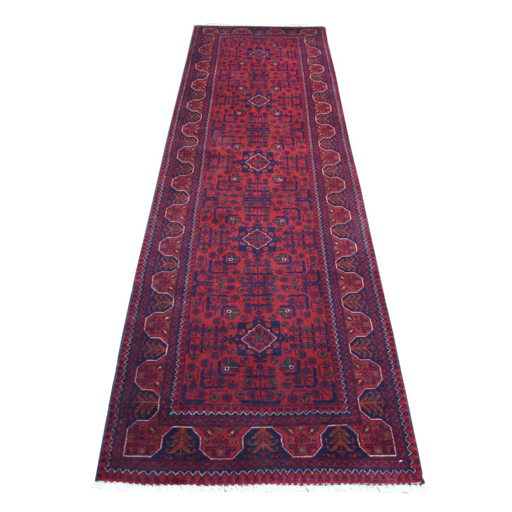 Tribal & Geometric Wool Hand Knotted Rug Red Red 2.9X9.10 -O072030
