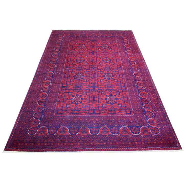 Tribal & Geometric Wool Hand Knotted Rug Red Red 5.6X8.0 -O071776