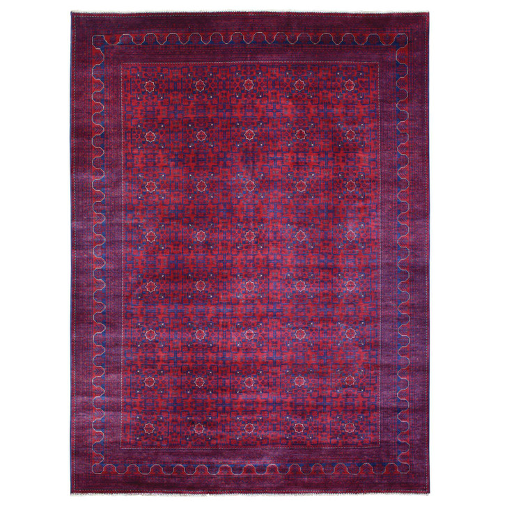 Tribal & Geometric Wool Hand Knotted Rug Red Red 9.8X13.1 -O072668