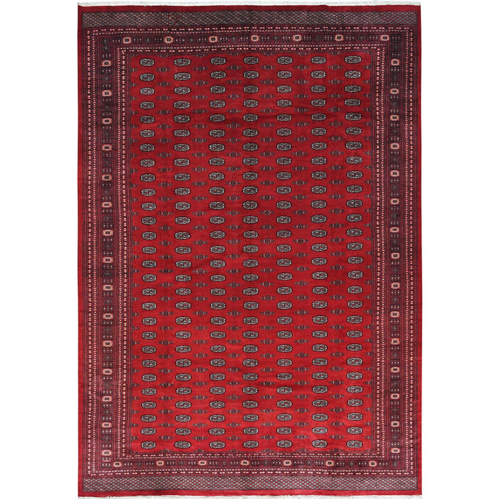 Tribal & Geometric Wool Hand Knotted Rug Red Rich Red 12.0X17.10 -O082395