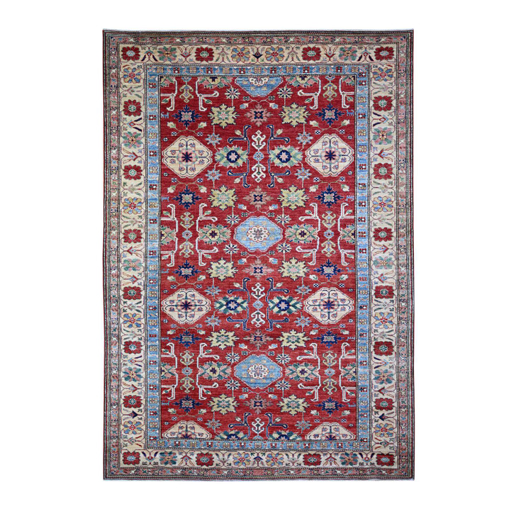 Tribal & Geometric Wool Hand Knotted Rug Red Spring Ivory 6.8X9.10 -O074824