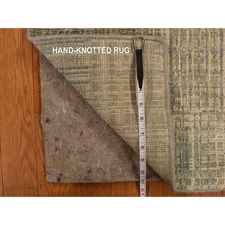 Modern and Contemporary Wool & Silk Hand Knotted Rug Green 2.0X3.0  -O078253