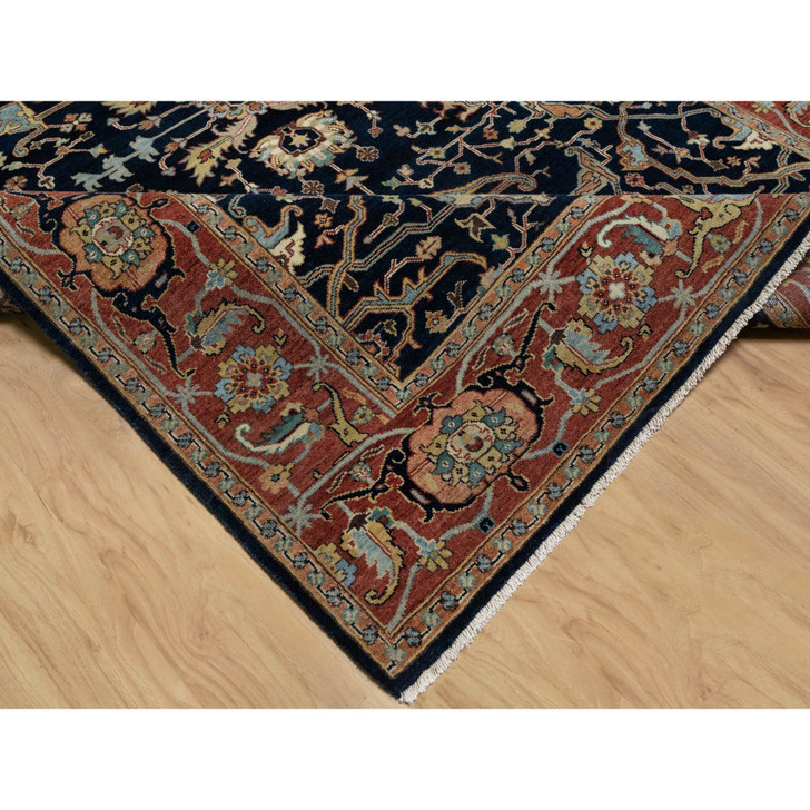 Traditional Wool Hand Knotted Rug Blue 6.2X9.2  -O091086