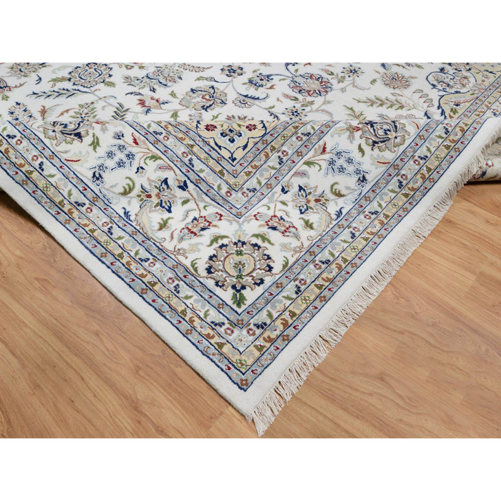 Traditional Wool & Silk Hand Knotted Rug Ivory 11.9X18.1  -O091127